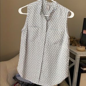 White Blouse with Blue & Black design